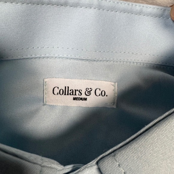 NWOT Collars & Co Dress Collar Polo Light Blue Short Sleeve‎ Mens Medium Golf - Picture 2 of 8